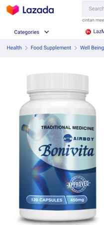 Bonivita palsu di Lazada